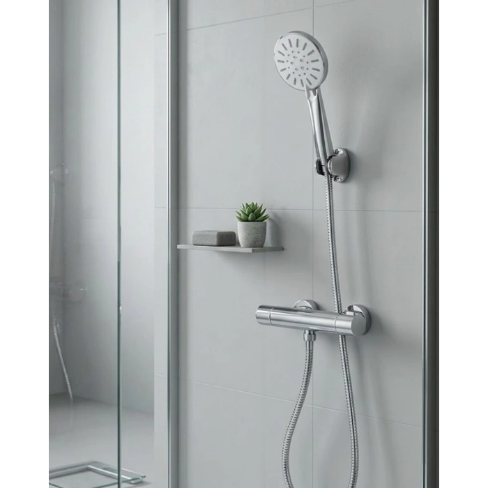 Çok Fonksiyonlu 4 Modlu El Duşu Başlığı Krem Duş Seti Spiral Hortumlu