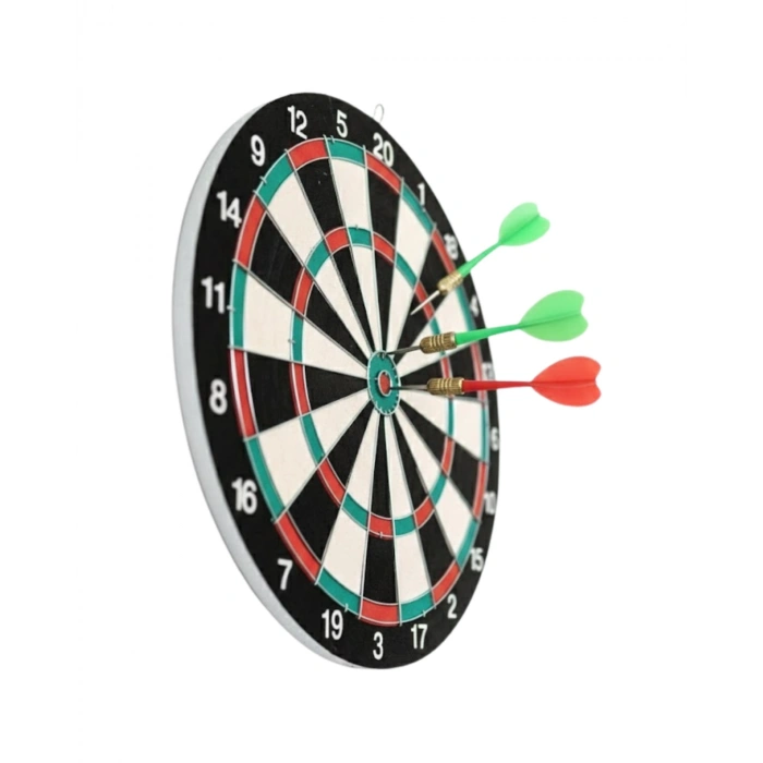 15 İnç Dart Tahtası 4 Metal Uçlu Dart Oku Dayanıklı Ahşap Gövde