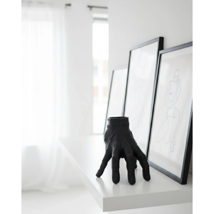 3D Siyah El Biblo 27x22 cm İddialı Ev Dekorasyonu