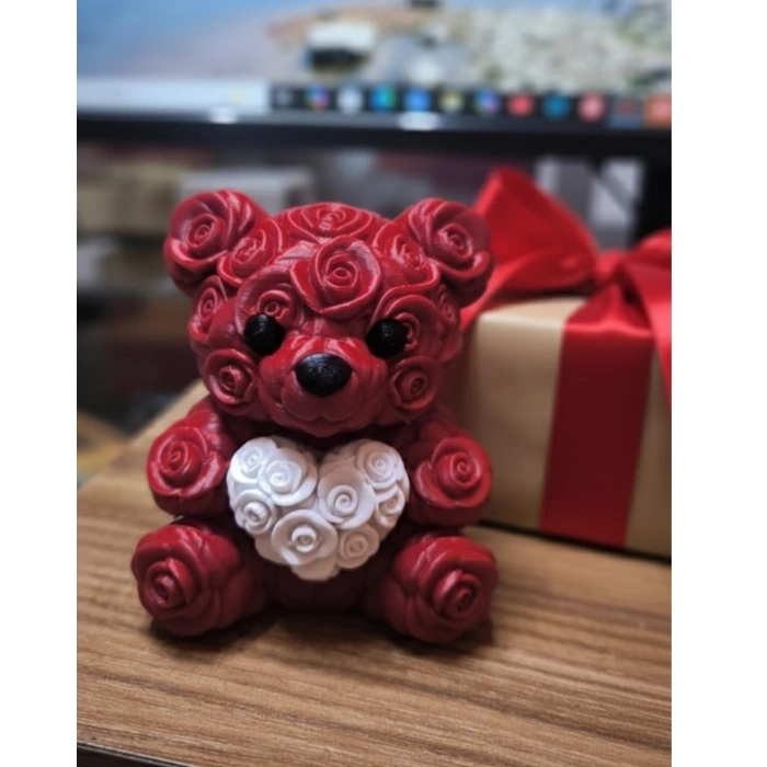 10 cm 3D Kalp Tutan Ayıcık Dekoratif Sevgililer Günü Hediyesi