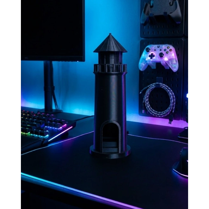 Deniz Temalı 3D Siyah Deniz Feneri Dekoratif Hediyelik Obje