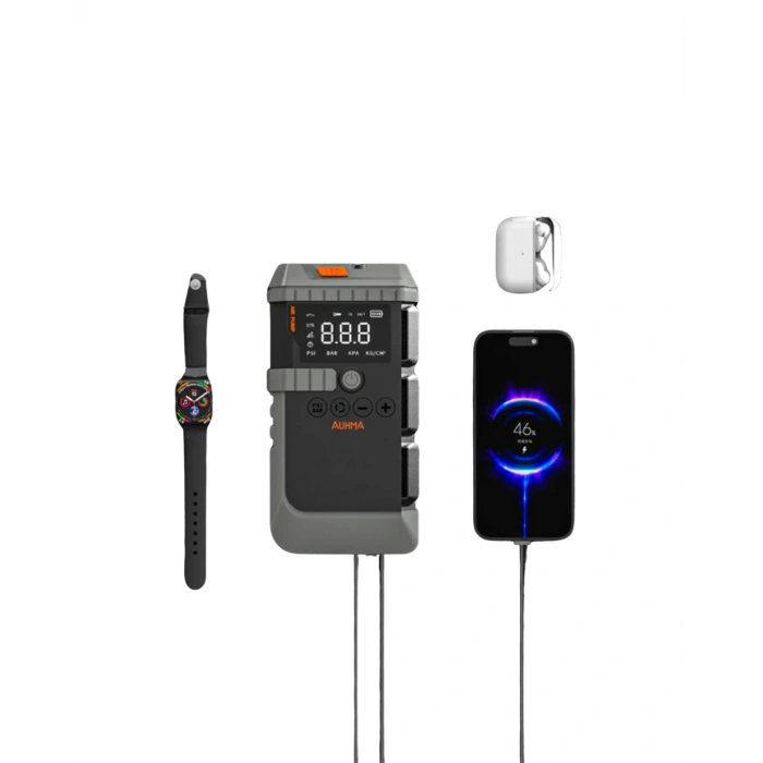 Araç Akü Takviye Powerbank Lastik Şişirme Kompresörü LED Işıklı Çok Fonksiyonlu Acil Durum Cihazı