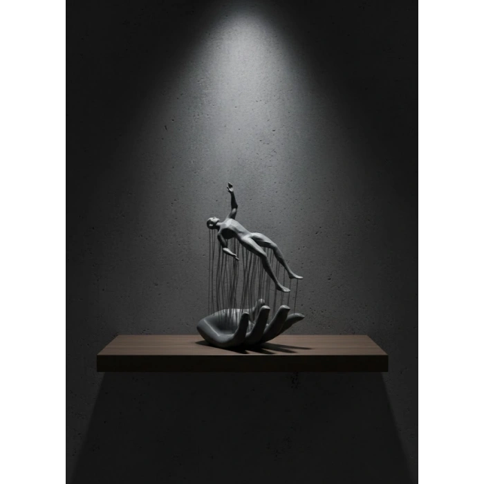 Gri El İnsan Figürü Minimal ve Anlamlı Dekoratif Biblo Modern Ev Dekorasyonu