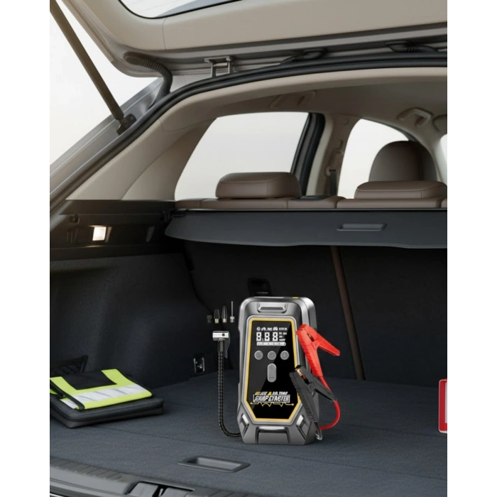 Araçlar İçin Akü Takviye ve Dijital Hava Kompresörü 16000 mAh
