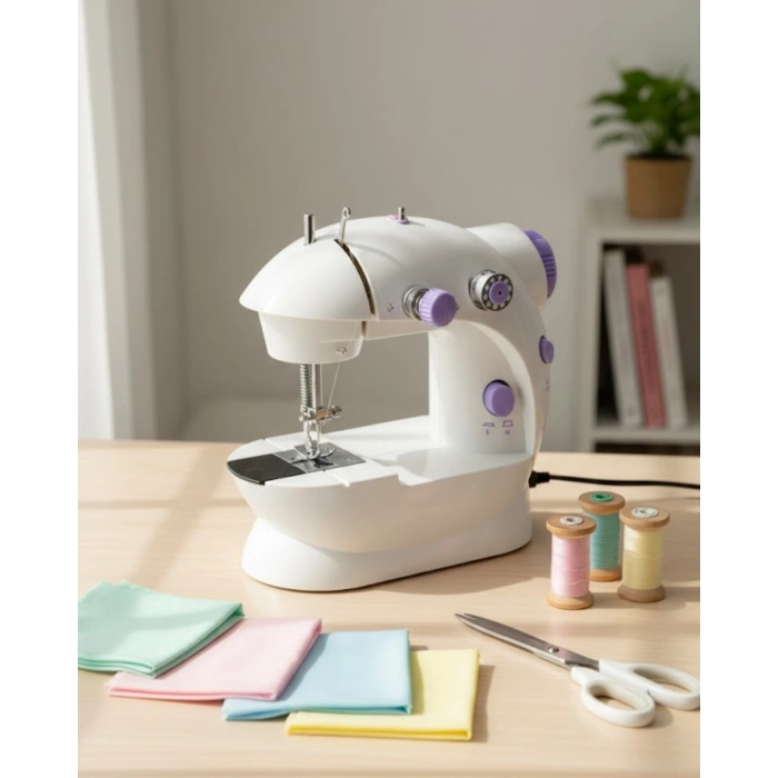 Mini Ev Tipi Dikiş Makinesi Pedallı Elektrikli Taşınabilir