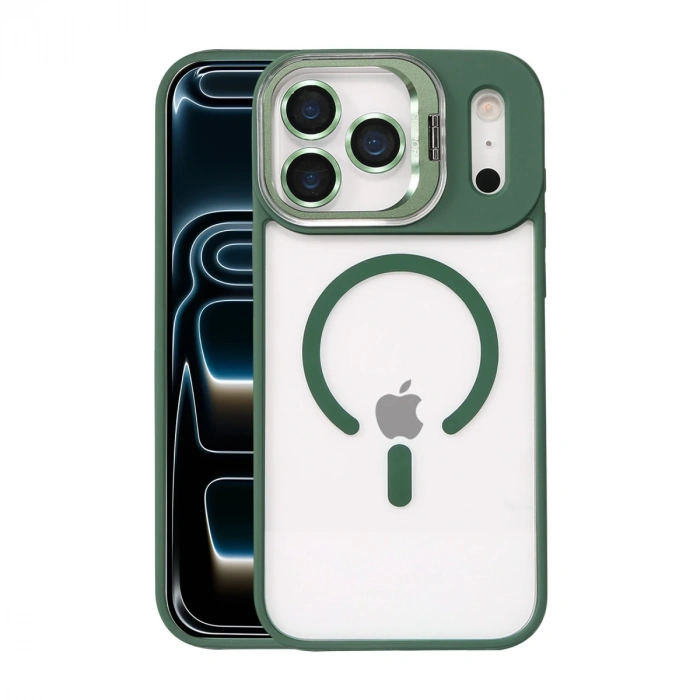 Joko Apple İphone 17 Pro Remim Lensli Magsafe Standlı Kapak - Koyu Yeşil