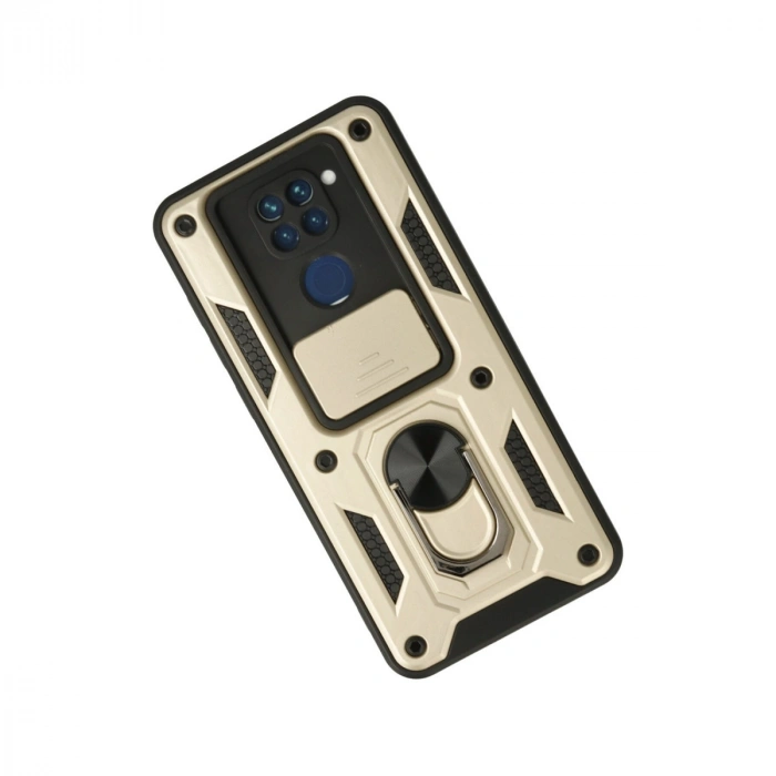 Xiaomi Redmi Note 9 Kılıf Pars Lens Yüzüklü Silikon - Gold