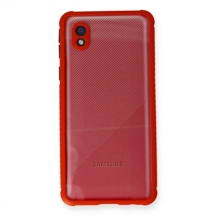 Samsung Galaxy A01 Core Kılıf Miami Şeffaf Silikon - Kırmızı
