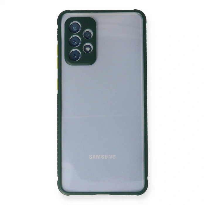 Samsung Galaxy A72 Kılıf Miami Şeffaf Silikon - Koyu Yeşil