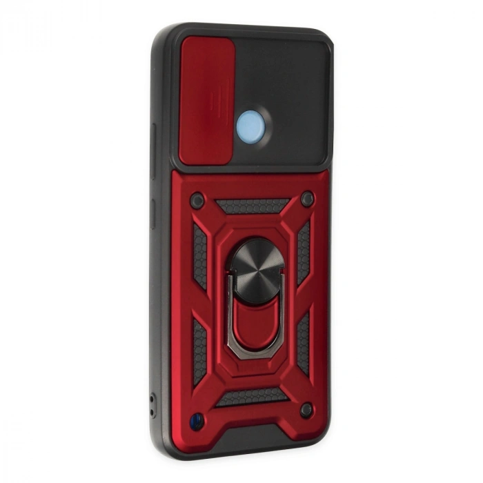 Realme C25y Kılıf Pars Lens Yüzüklü Silikon - Kırmızı