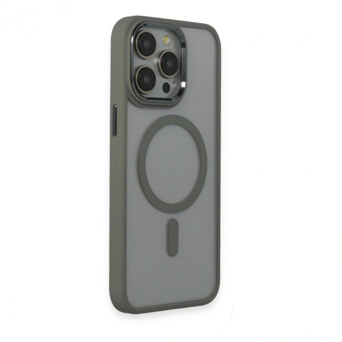 İphone 15 Pro Max Kılıf Room Magneticsafe Silikon - Gri