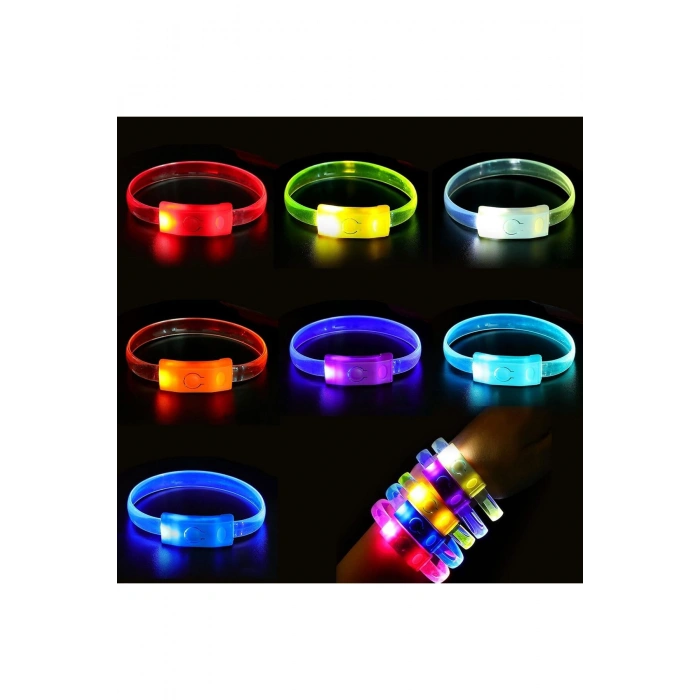 Festival &amp; Parti LED Bileklik Baskı Yapılabilir 3 Farklı Mod Işıklı 1 Adet (5324)