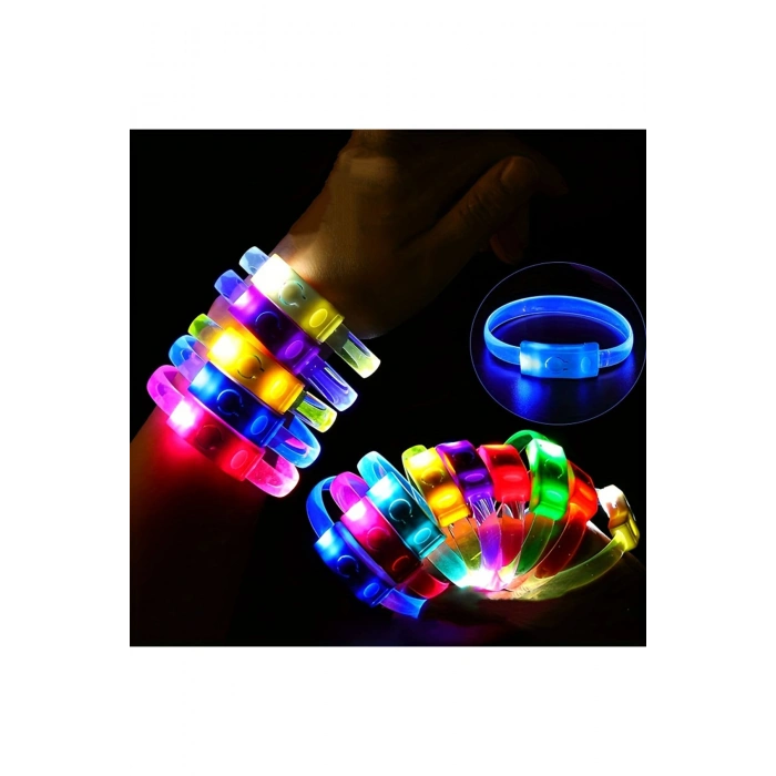 Festival &amp; Parti LED Bileklik Baskı Yapılabilir 3 Farklı Mod Işıklı 1 Adet (5324)