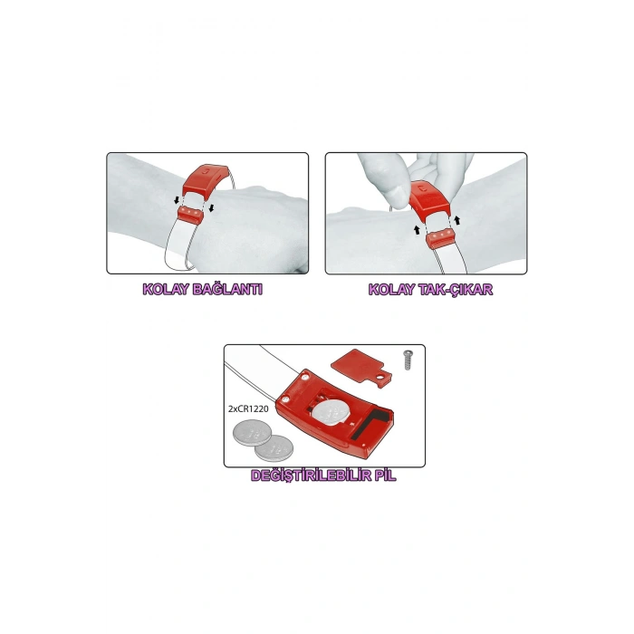 Festival &amp; Parti LED Bileklik Baskı Yapılabilir 3 Farklı Mod Işıklı 1 Adet (5324)