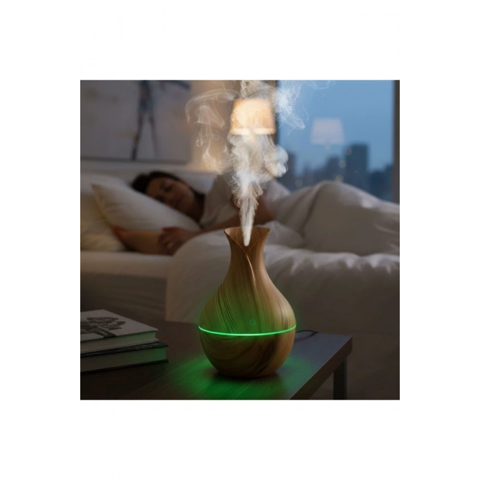 Damla Model Akasya Renk Hava Nemlendirici – Ultrasonik Soğuk Buhar Makinesi, LED Işıklı Masaüstü Oda