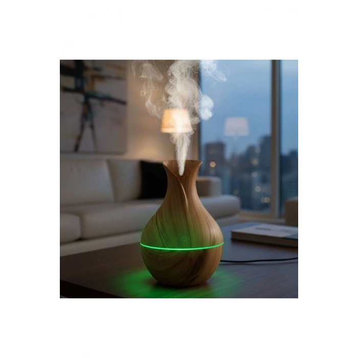 Damla Model Akasya Renk Hava Nemlendirici – Ultrasonik Soğuk Buhar Makinesi, LED Işıklı Masaüstü Oda