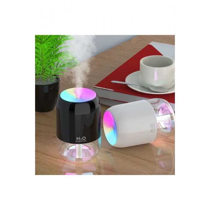 H2O Model Şeffaf Hazneli Hava Nemlendirici-Ultrasonik Soğuk Buhar Makinesi, LED Işıklı Masaüstü Oda