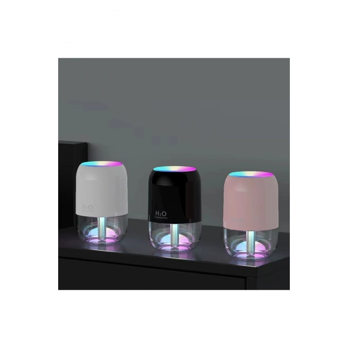 H2O Model Şeffaf Hazneli Hava Nemlendirici-Ultrasonik Soğuk Buhar Makinesi, LED Işıklı Masaüstü Oda