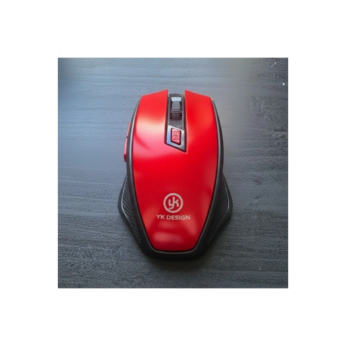 Kırmızı Renkli Baş Parmak Destekli Ergonomik Sessiz Kablosuz Mouse – USB Alıcılı, Ofis ve Oyun İçin