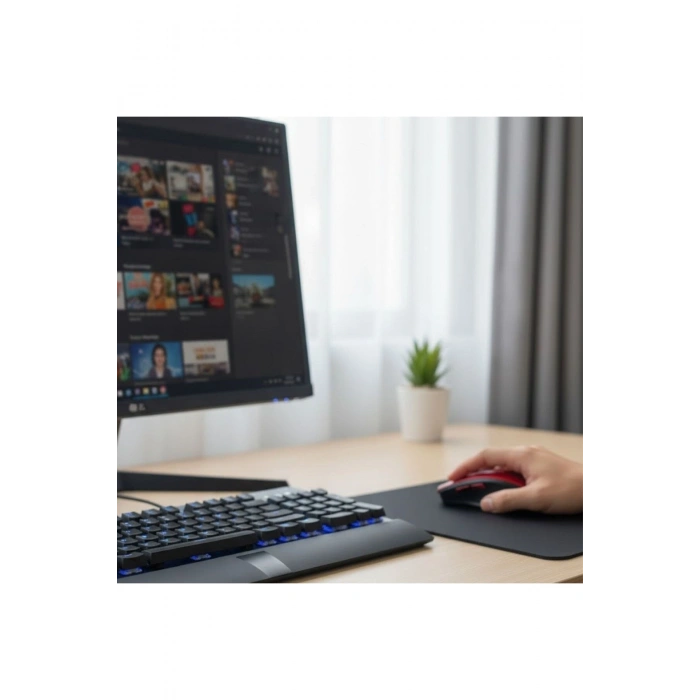 Kırmızı Renkli Baş Parmak Destekli Ergonomik Sessiz Kablosuz Mouse – USB Alıcılı, Ofis ve Oyun İçin