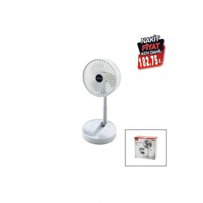 MASA ÜSTÜ VANTİLATÖR USB ŞARJLI KATLANIR FAN=16.4CM - UZAYAN AYAK=12.5-19CM 180 DERECE DÖNEBİLEN TEL