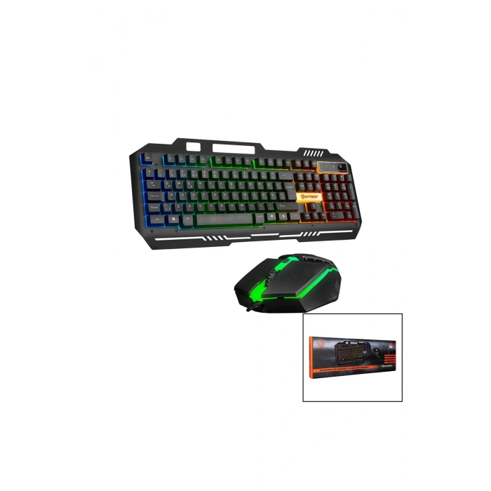 EVEREST HKM-X86 QUİN GÖKKUŞAĞI IŞIKLI USB KABLOLU KLAVYE - MOUSE SET 150CM KABLO (5324)