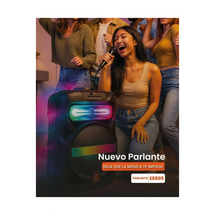 Platoon PL-4361 BT USB SD AUX 8 İNÇ Mikrofonlu Anfi Y��ksek SES Taşınabilir RGB Işıklı Hoparlör (532