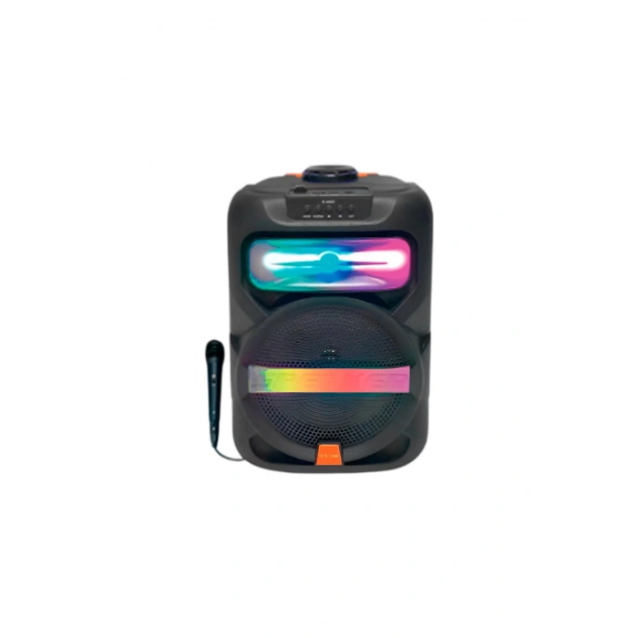Platoon PL-4361 BT USB SD AUX 8 İNÇ Mikrofonlu Anfi Y��ksek SES Taşınabilir RGB Işıklı Hoparlör (532