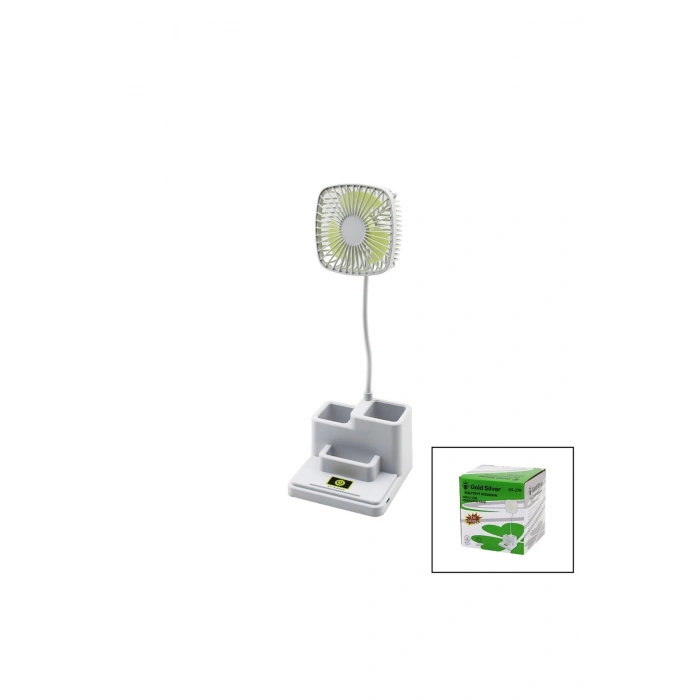 KALEMLİKLİ MASAÜSTÜ VANTİLATÖR USB ŞARJLI FAN:8.9CM- AKROBAT AYAK=23CM+KALEMLİK:36.5CM TELEFONLUK GS