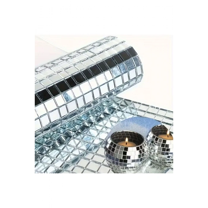 Kare Silver Cam Mozaik Fayans Çıkartmaları El İşi Kare Cam Fayans Kendinden Yapışkanlı Aynalı Dekor