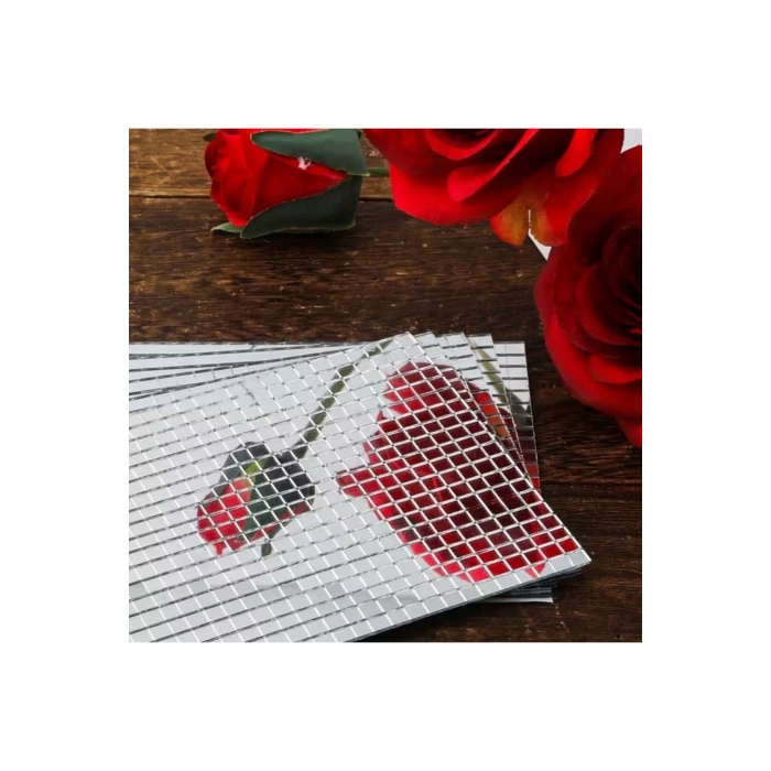 Kare Silver Cam Mozaik Fayans Çıkartmaları El İşi Kare Cam Fayans Kendinden Yapışkanlı Aynalı Dekor