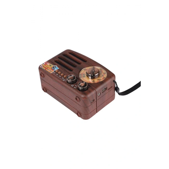 Küçük Boy Retro, Nostaljik, Ahşap Tasarım Bluetooth Hoparlörlü, Şarjlı, Taşınabilir Büyük Döndürüleb