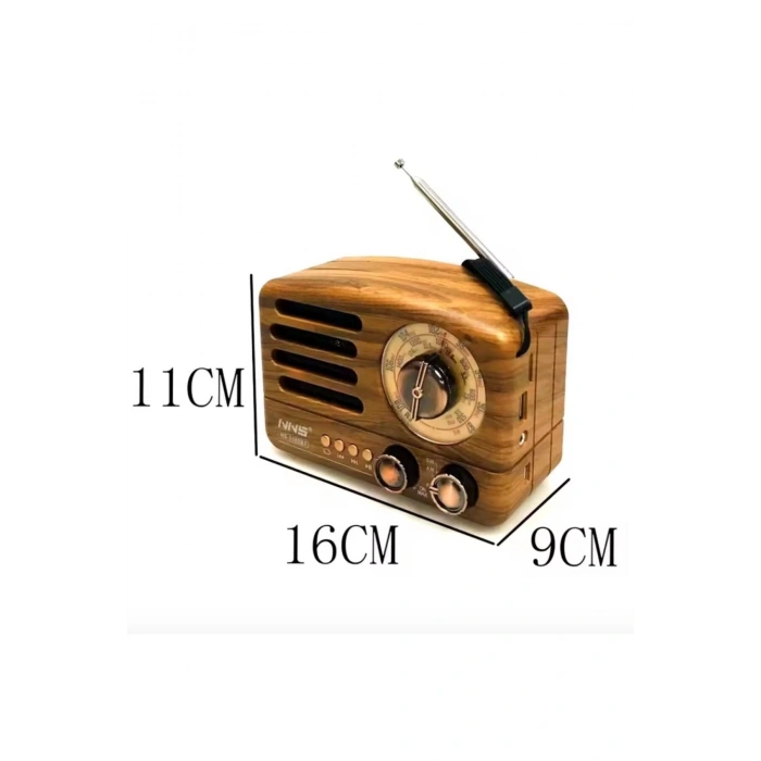 Küçük Boy Retro, Nostaljik, Ahşap Tasarım Bluetooth Hoparlörlü, Şarjlı, Taşınabilir Büyük Döndürüleb