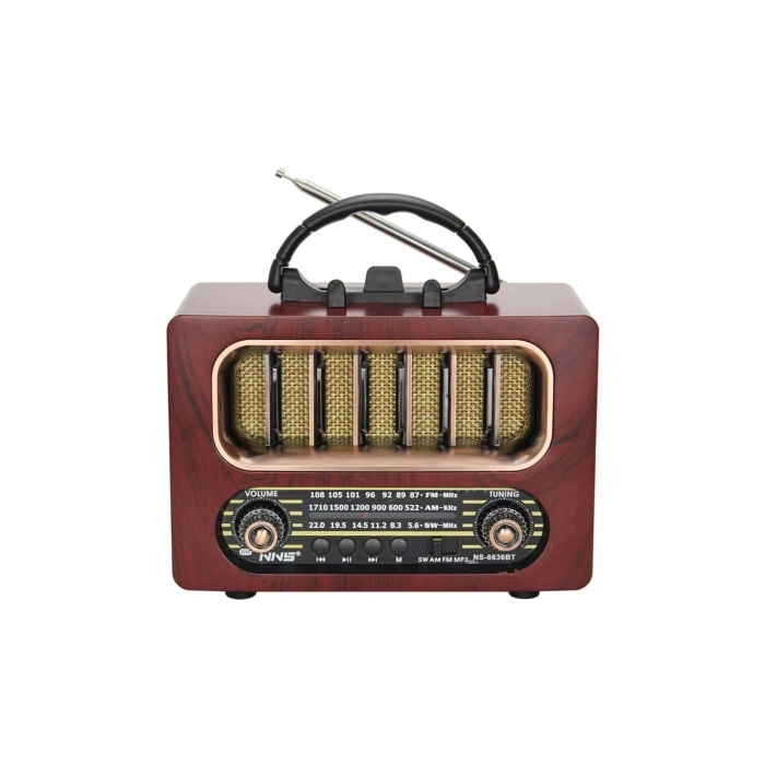 Orta Boy Retro Ahşap Tasarım Bluetooth Hoparlörlü Radyo – FM/AM Destekli, Şarjlı ve Taşınabiliri Rad