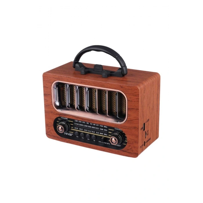Orta Boy Retro Ahşap Tasarım Bluetooth Hoparlörlü Radyo – FM/AM Destekli, Şarjlı ve Taşınabiliri Rad