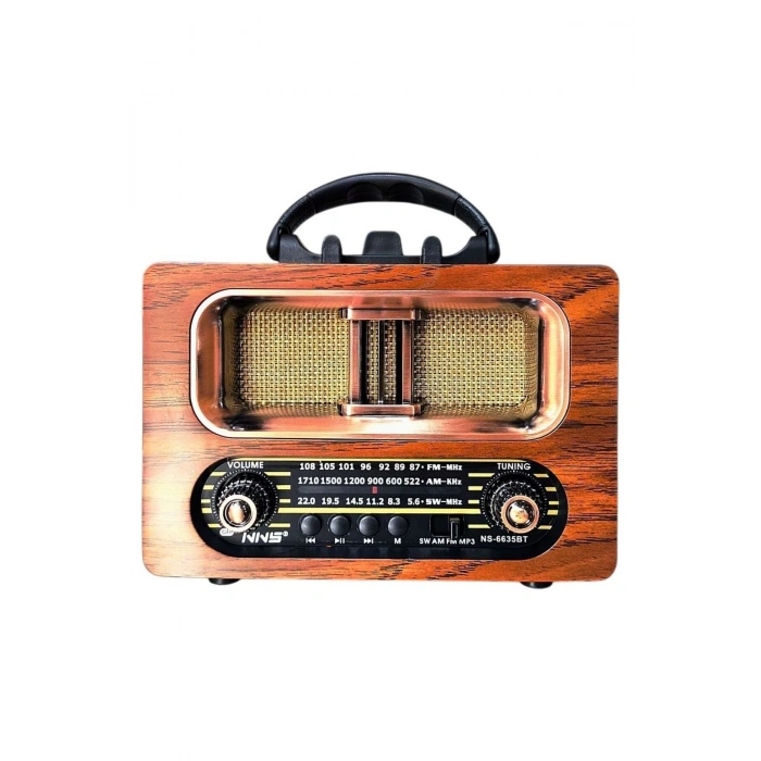 Büyük Boy Retro, Nostaljik, Ahşap Tasarım Bluetooth Hoparlörlü, Şarjlı, Taşınabilir FM/AM Destekli R