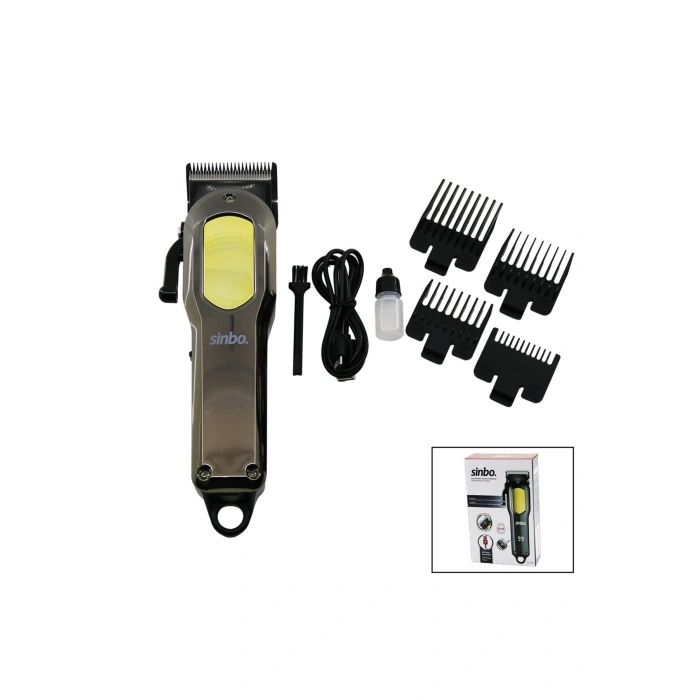 KESİM AYAR MANDALLI USB ŞARJLI - LCD GÖSTERGELİ SAÇ KESME TRAŞ MAKİNESİ GÖVDE KROM KAPLAMA SHC-4396