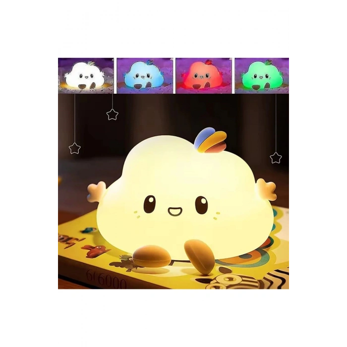 5 Farklı Renk Modlu Bulut Figürlü Pofuduk LED Gece Lambası–Yumuşak Dokulu Çocuk Odası ve Dekoratif Ş