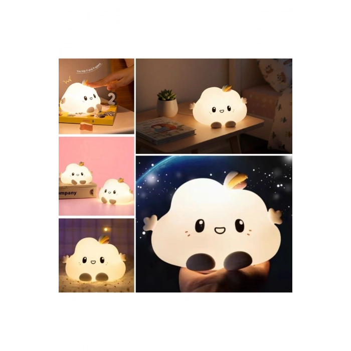 5 Farklı Renk Modlu Bulut Figürlü Pofuduk LED Gece Lambası–Yumuşak Dokulu Çocuk Odası ve Dekoratif Ş