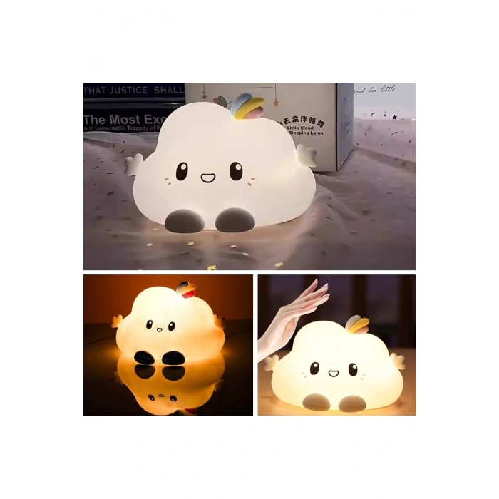 5 Farklı Renk Modlu Bulut Figürlü Pofuduk LED Gece Lambası–Yumuşak Dokulu Çocuk Odası ve Dekoratif Ş