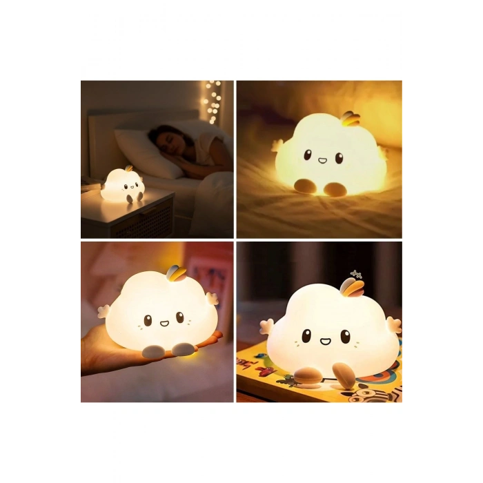 5 Farklı Renk Modlu Bulut Figürlü Pofuduk LED Gece Lambası–Yumuşak Dokulu Çocuk Odası ve Dekoratif Ş