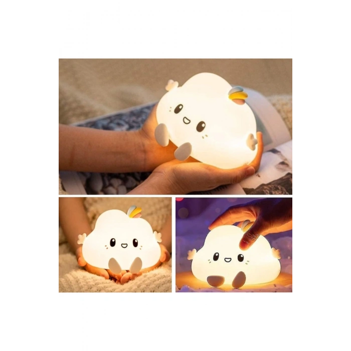 5 Farklı Renk Modlu Bulut Figürlü Pofuduk LED Gece Lambası–Yumuşak Dokulu Çocuk Odası ve Dekoratif Ş