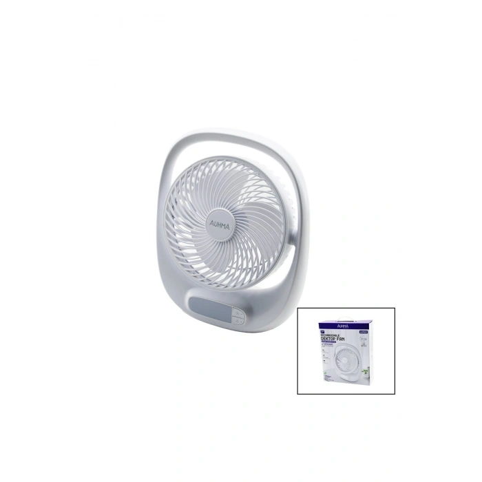 USB 7 İNÇ- 20CM MASA ÜSTÜ FAN VANTİLATÖR IŞIKLI 5W 180 DERECE 3 KADEME HIZ - 3 PERVANE STAND=24.8X30