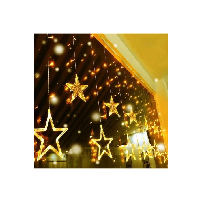 Kumandalı Yıldız Figürlü 12 Sarkıtlı 120 LED Uzaktan Kumandalı Dekor Işık – Masaüstü ve Ortam Aydınl
