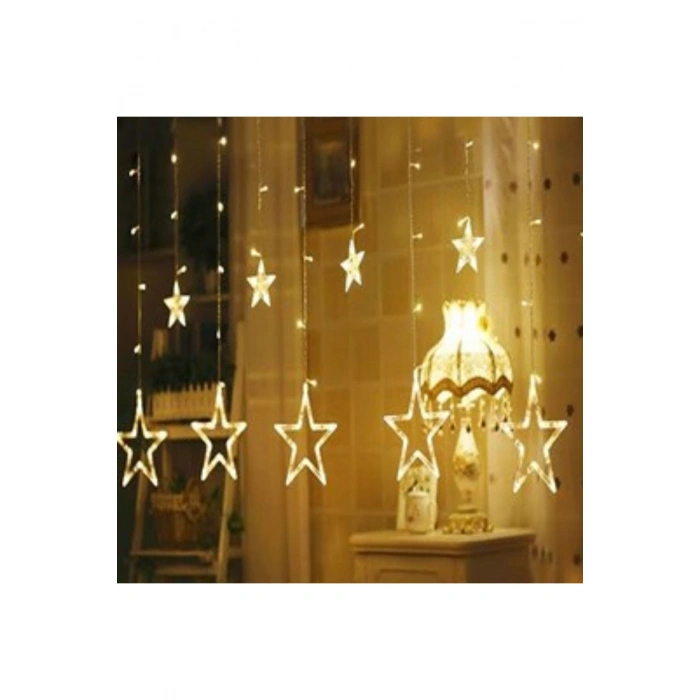 Kumandalı Yıldız Figürlü 12 Sarkıtlı 120 LED Uzaktan Kumandalı Dekor Işık – Masaüstü ve Ortam Aydınl