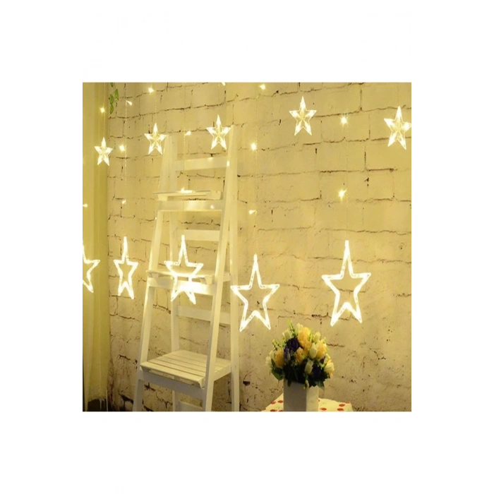 Kumandalı Yıldız Figürlü 12 Sarkıtlı 120 LED Uzaktan Kumandalı Dekor Işık – Masaüstü ve Ortam Aydınl