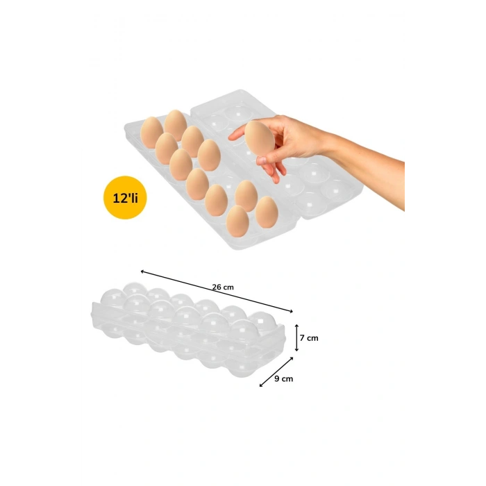 12'li Şeffaf Kapaklı Kilitli Yumurta Saklama Kabı Kutusu Aparatı (5324)