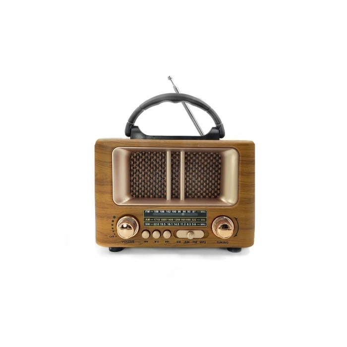 Küçük Mini Boy Retro Ahşap Tasarım Bluetooth Hoparlörlü Radyo – FM/AM Destekli, Şarjlı ve Taşınabili