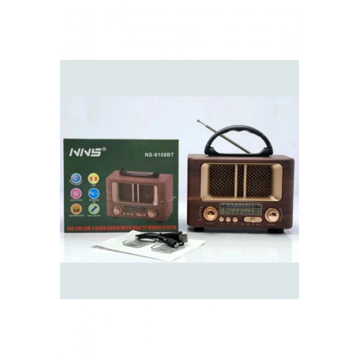 Küçük Mini Boy Retro Ahşap Tasarım Bluetooth Hoparlörlü Radyo – FM/AM Destekli, Şarjlı ve Taşınabili