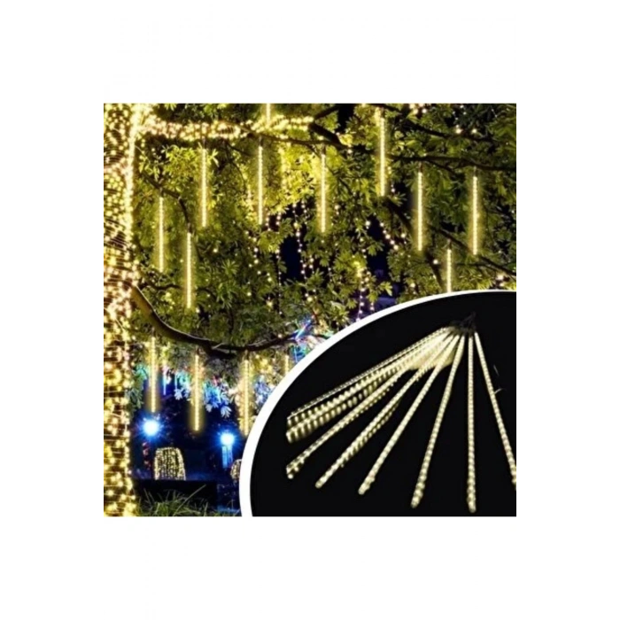 10'lu 45 cm Plastik Meteor LED USB 2M Kablo Sarı Renk Ağaç Işığı – Renk Değiştiren Asmalı D